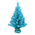 thumbnail image 1 of Vickerman G190224 2 ft. x 16 in. Sky Blue Tinsel Tree with 75 PVC Glittered Tips, 1 of 3