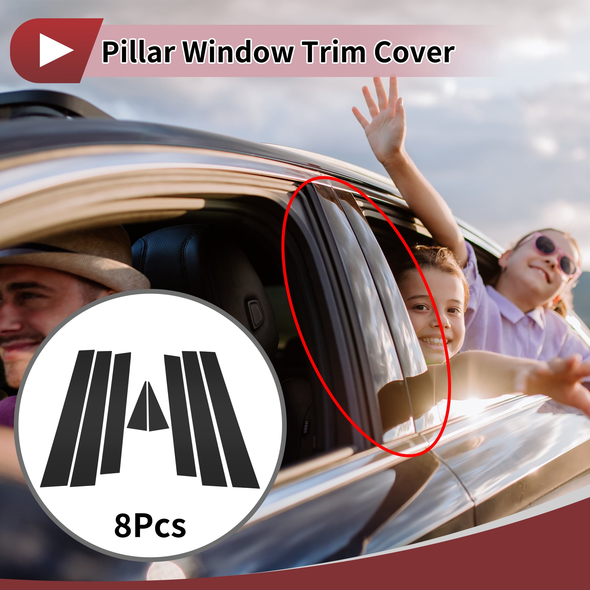 Unique Bargains 8 Pcs Car Door Pillar Window Trim for Subaru Forester 2014-2018 Black