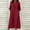 *Wine, variant on ClodeEU Women's Stand Collar Half Button Short Sleeve Linen Midi Dress,Casual Loose Fit Dress with Pockets Black,Women's Plus L