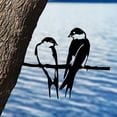 thumbnail image 3 of Pájaro de arte de árbol de metal, silueta de pájaro de metal, 2 pájaros en rama, arte de metal, jardín, decoración de pájaros de metal en rama de árbol, decoración de jardín, golondrina, 3 of 5