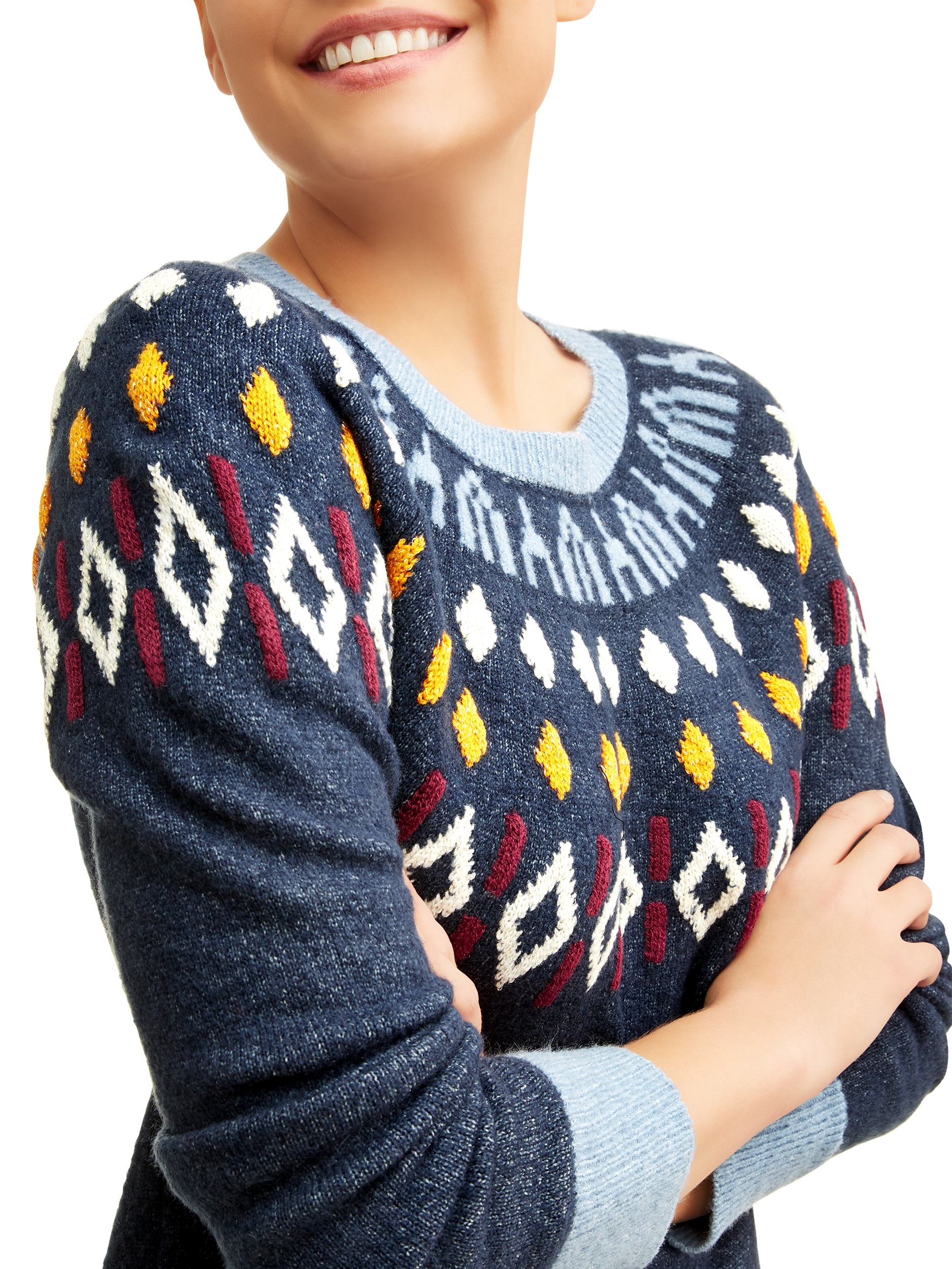 Time and Tru Women's Fair Isle Pullover Sweater - image 5 of 5