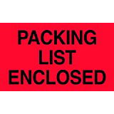 MACO - Packing List Enclosed - Label, 3 x 5 Inches, Fluorescent Red, 500 Labels/Roll, 1 Roll Each