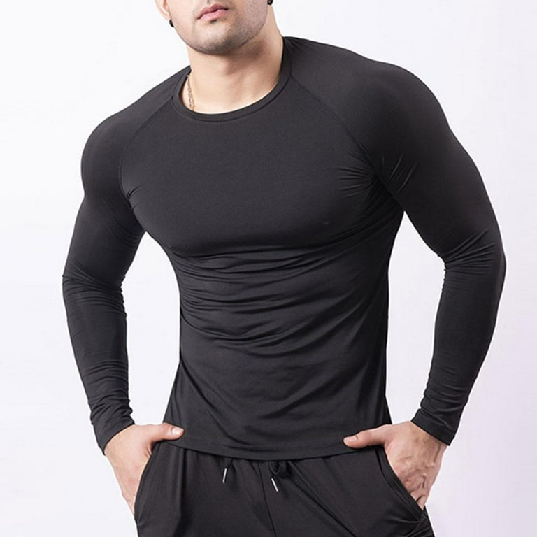 Elastic Quick Dry Men's Long Sleeve Fitness T Shirt - Men's