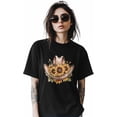 thumbnail image 2 of Camiseta de algodón de manga corta con cuello redondo y estampado de girasoles y sombrero de vaquero para mujer, moderna, cómoda y con estampado floral vintage., 2 of 7