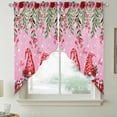 thumbnail image 2 of Red Gnomes Swag Valances for Windows 2 Pack, Kitchen Window Curtains 36 Inch Length, Valentine's Day Love Roses Leaves Ombre Pink Privacy Swag Curtains for Living Room/Bathroom 36"x36", 2 of 8