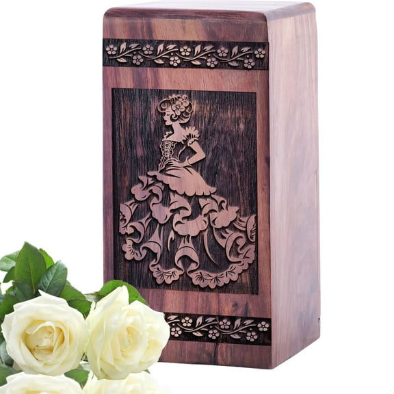 KARYLIZ Flamenco Dancer Cremation Urns Wooden - Adult Urn - Decorative Urns For Home Decor - Cremation Urn For Human Ashes - Ashes Memorial Urns For Adult - Urn For Burial In Ground