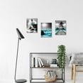 thumbnail image 3 of Hieng 3pcs Seascape Wall Art Canvas - Teal Blue Ocean, Lighthouse, Sailboat, Palm Tree, Black & White Coastal Tropical Pictures,'' Each, Artwork for Home Decor, Bedroom, Bathroom(only canvas), 3 of 6