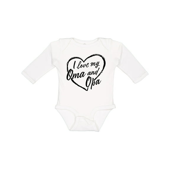 Inktastic I Love My Oma and Opa in Black Chalk Heart Boys or Girls Long Sleeve Baby Bodysuit
