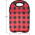 thumbnail image 6 of Wrapables Insulated Neoprene Wine Tote, Two Bottle, Red Checkered, 6 of 6