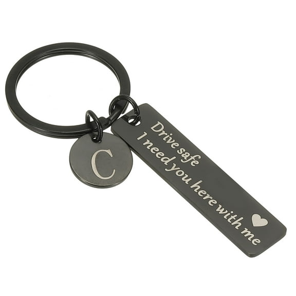 Uxcell Drive Safe Keychain, 1 Set Letter C Keychain I Need You Here with Me Custom Keychain with Gift Box