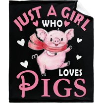Pig Blanket Just Girl Loves Pigs Soft Blankets and Throws Flannel Cozy Lightweight Quilt Gift Perfect for Bed Sofa Couch-50 x40 Small for Kids
