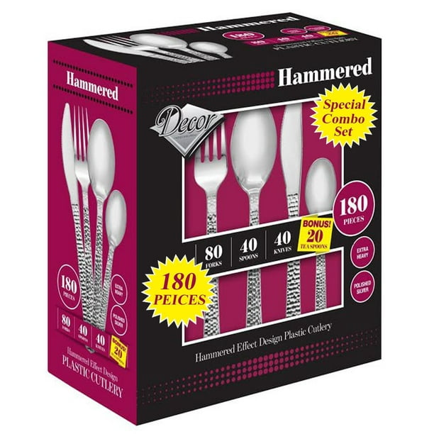 Heavy Weight Plastic Elegant Disposable Silverware, Forks, Spoons