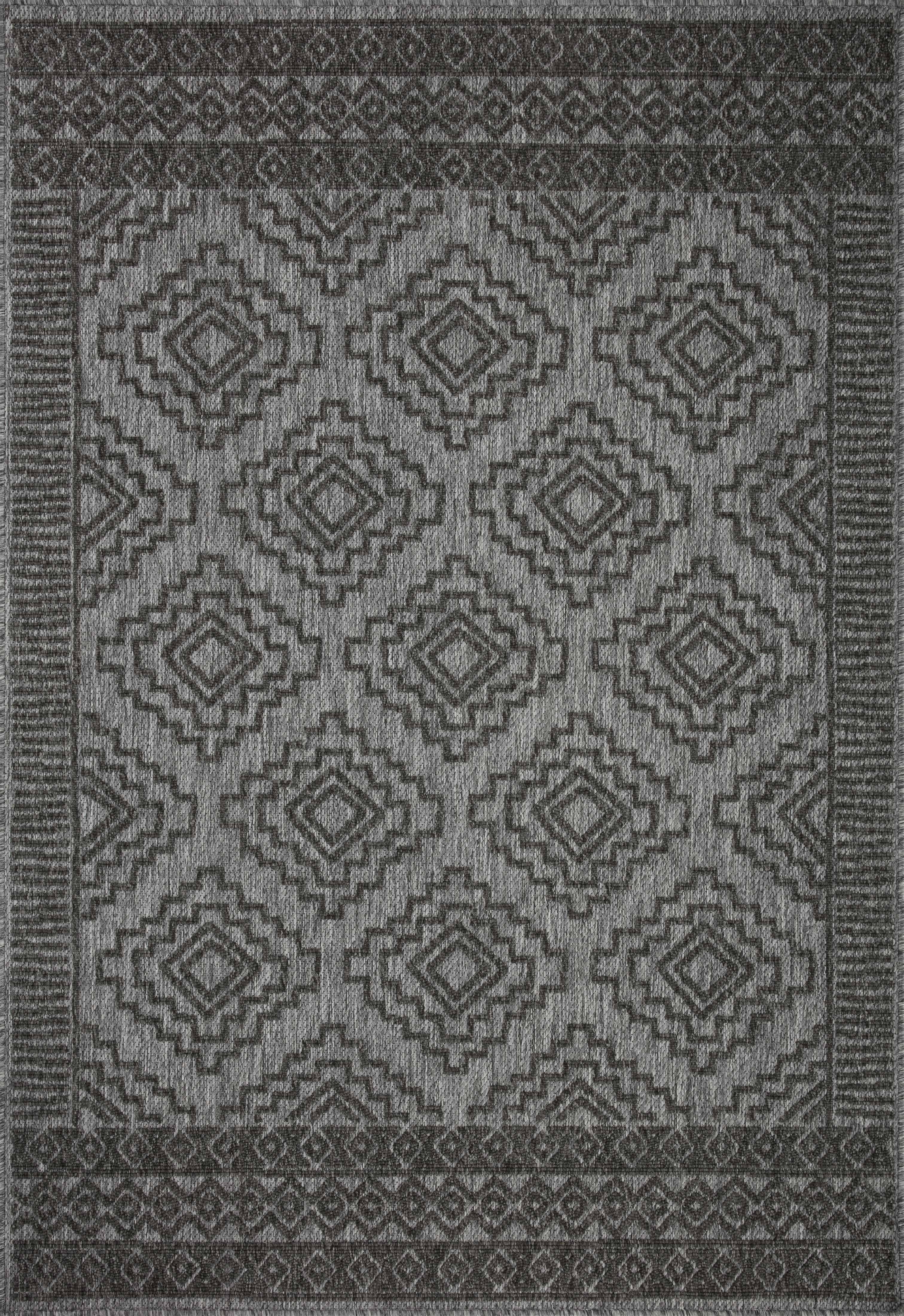 Indoor Outdoor Loloi Rainier Grey / Charcoal 7'-10" x 10'-10" Area Rug