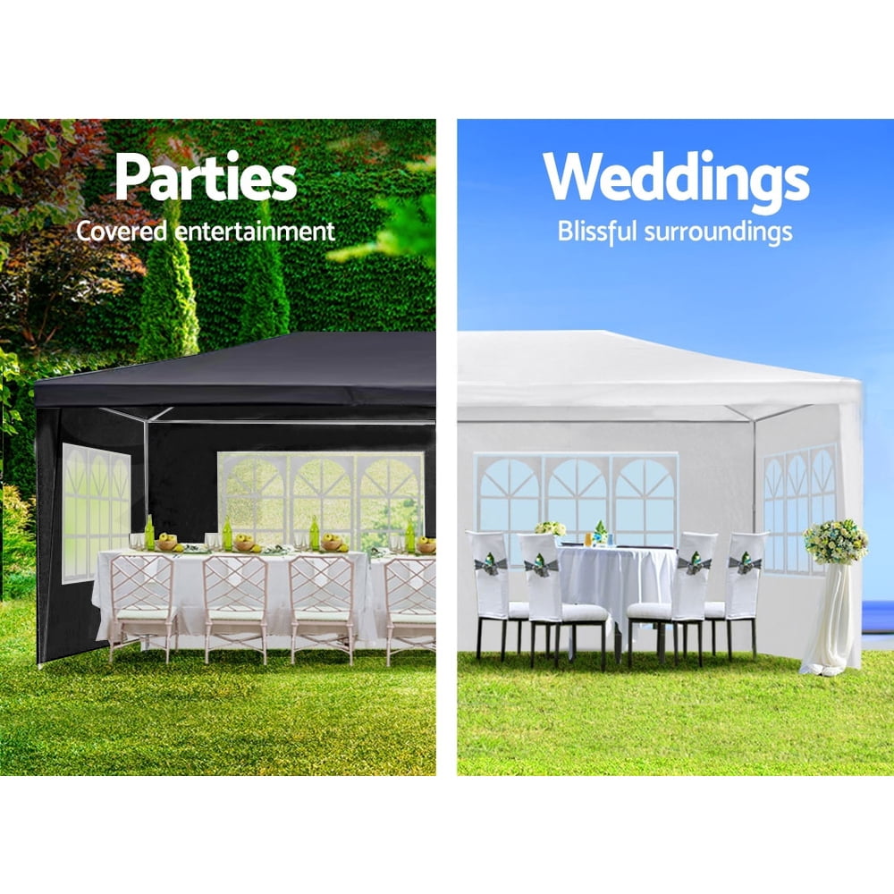 BaPiPro 10x20 ft Outdoor Party Canopy Tent with 6 Removable Sidewalls, Waterproof Wedding Gazebo for Backyard & Events, Black