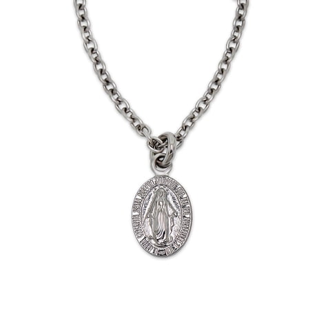 Silver Mini Virgin Mary Necklace - 925 Sterling Silver - Baptism Gift - Religious Jewelry - Silver Cable Chain Included
