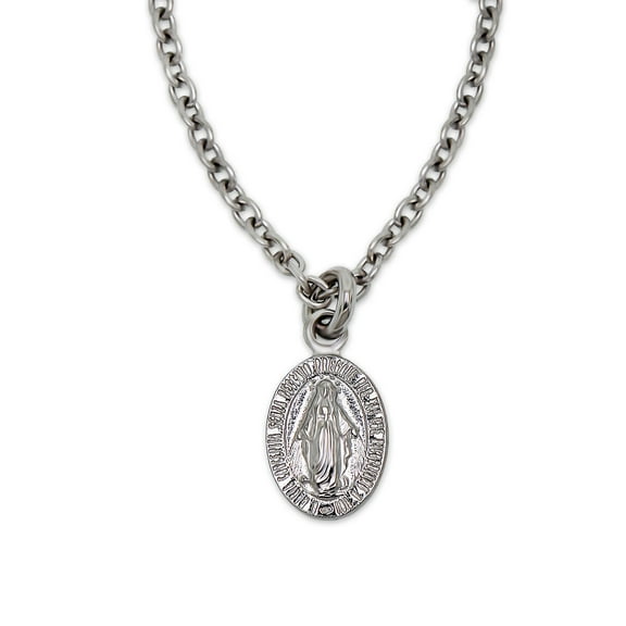 Silver Mini Virgin Mary Necklace - 925 Sterling Silver - Baptism Gift - Religious Jewelry - Silver Cable Chain Included