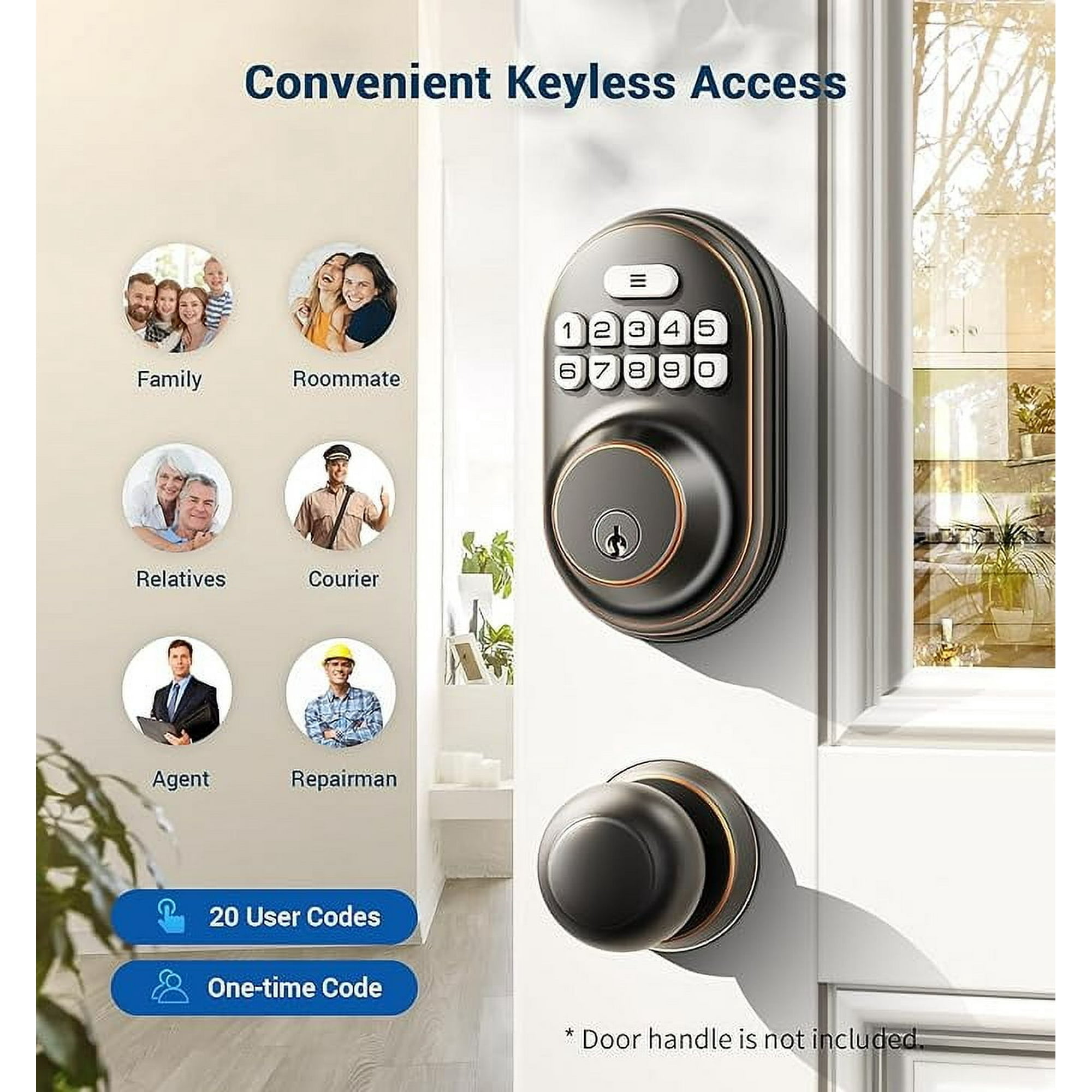 VEISE Keyless Entry Electronic Door Lock, Oil Rubbed Bronze photo 5