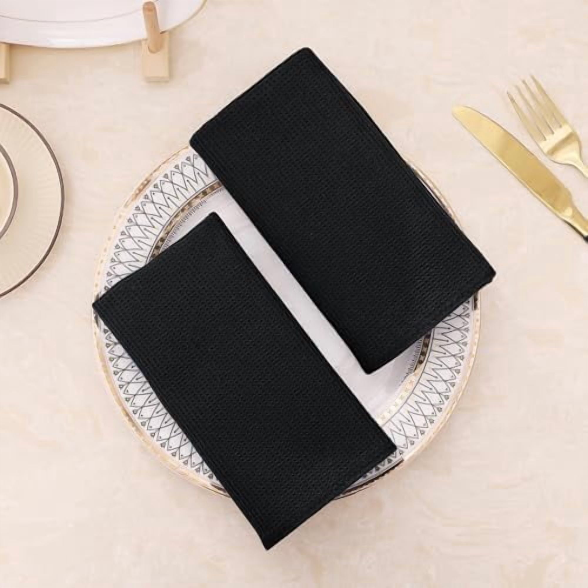 100% Cotton Waffle Weave Dish Cloths - 12 Pack Soft and Absorbent Dish Towels - 12 x 12 Inches Quick Dry Dish Rags - Black