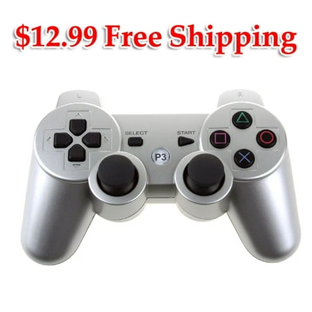 Wireless Faucet Controller - PKPOWER Bluetooth Wireless Vibration Game Controller for Sony PS3 with charge cable cord Silver