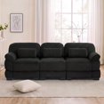 thumbnail image 4 of FFH 104" Modular Sectional Sofa, 3 Seater Corduroy Cloud Couch with Removable Armrest Pillows, Black, 4 of 14
