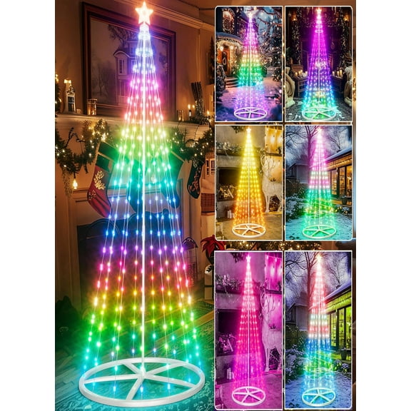 6FT Christmas Tree-Lighted Christmas Tree portable tree LED light,color Changing cone tree lights with  Remote Control,Patio, Beach, Pool, Cruise Party,Gift