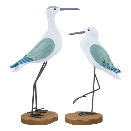 

2pcs Wooden Bird Craft Ornament Lifelike Seagull Ornament Desktop Sculpture