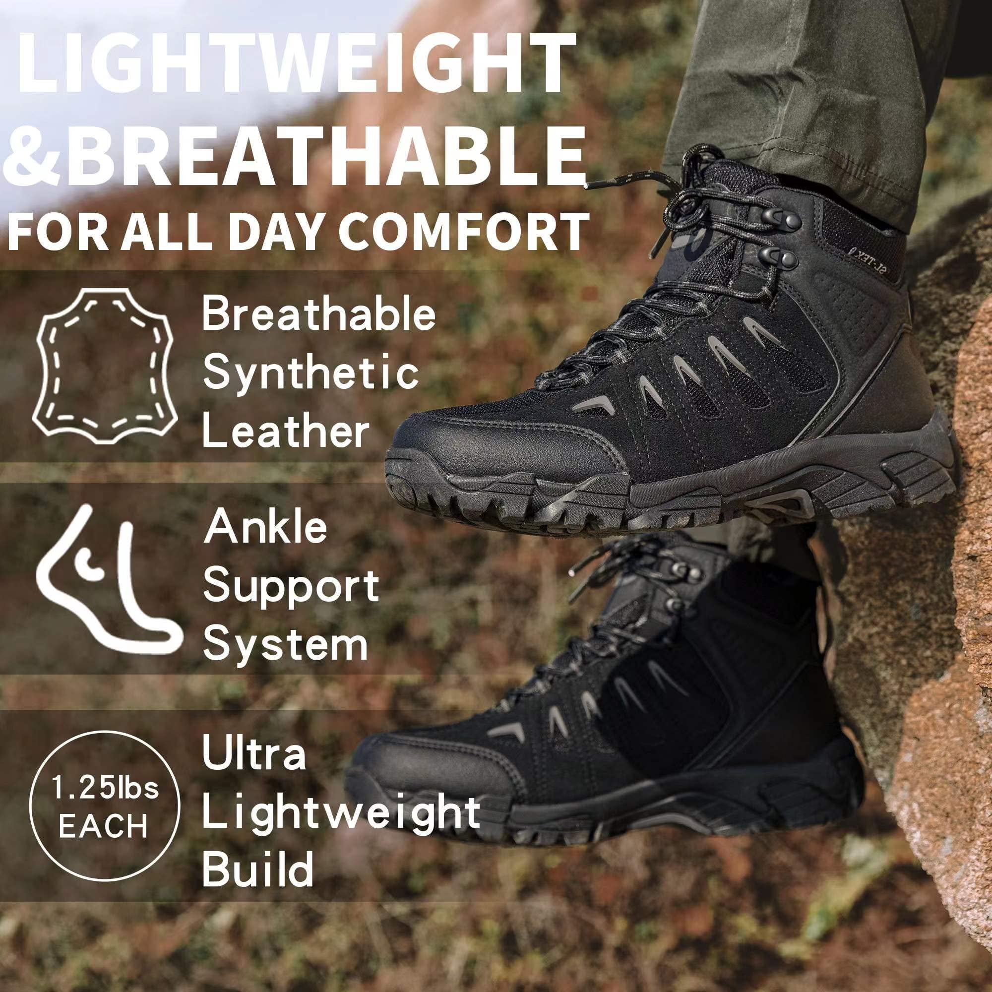 COM STAR Men’s Hiking Boots Mid-Top Outdoor Trekking Shoes Comfortable Durable Trail Boots for Camping, Climbing, Hiking & Outdoor Walking