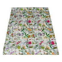 Indian Vintage Kantha Quilt Handmade 100% Cotton Kantha Throw Kantha Blanket Handmade Quilt Queen Size Kantha Bedspread White Quilt 03