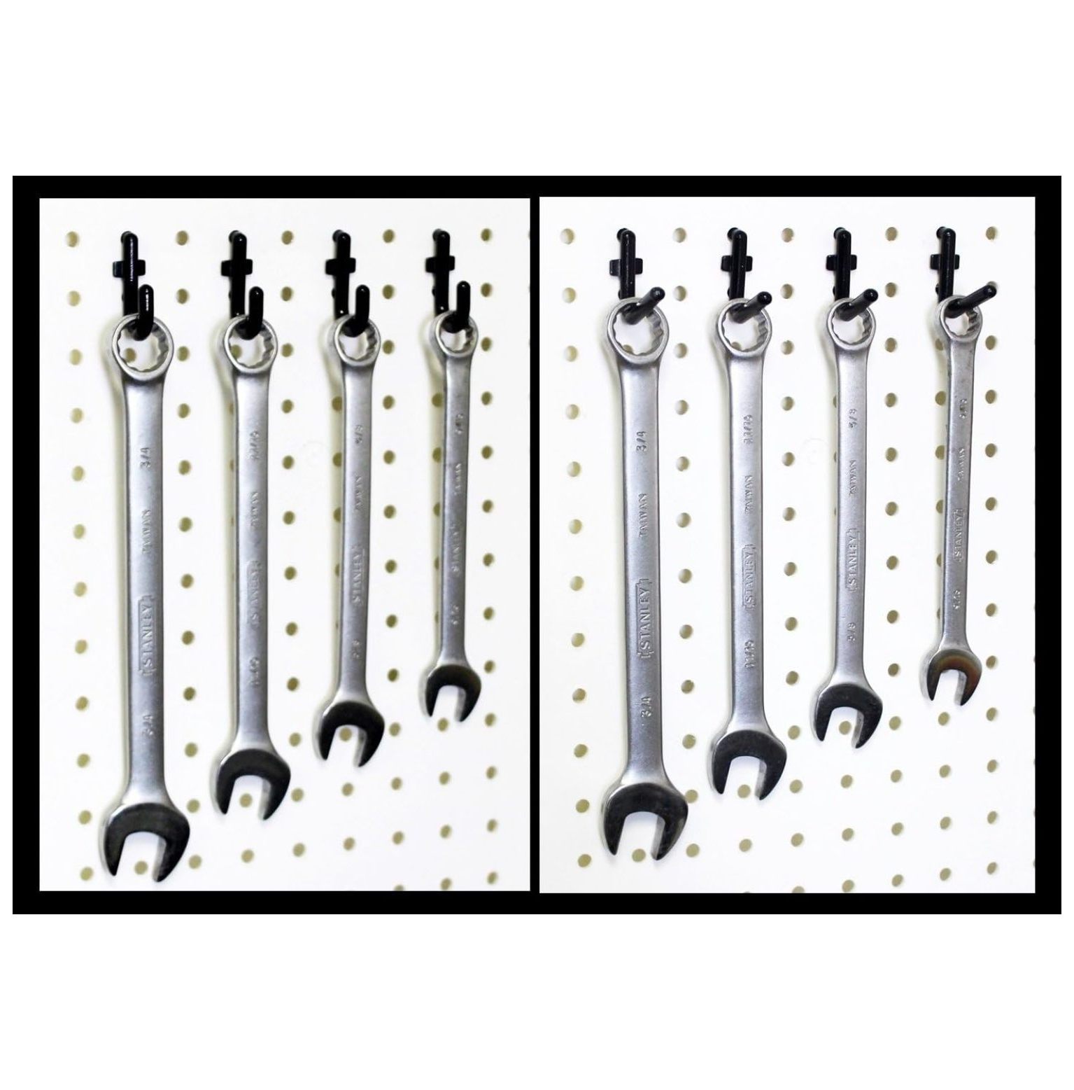 Hook Kit - Pegboard Tool Storage Garage Organizer Choice B/W (300, Black)