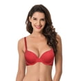 thumbnail image 1 of Curve Muse Women's Light Lift Add 1 Cup Push Up Underwire Convertible Tshirt Bra-1PK-RED-36B, 1 of 7