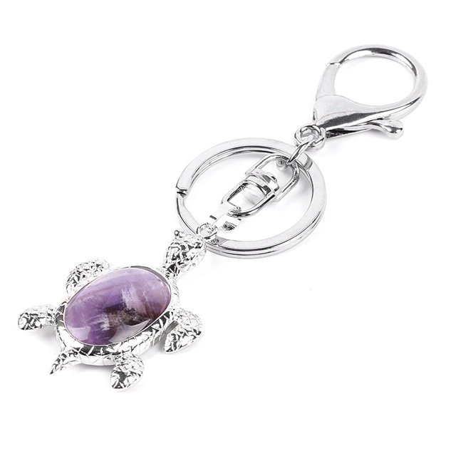 Crystal Stone Turtle Pendant Car Keychains for Ladies Men Bag Keyrings Buckle