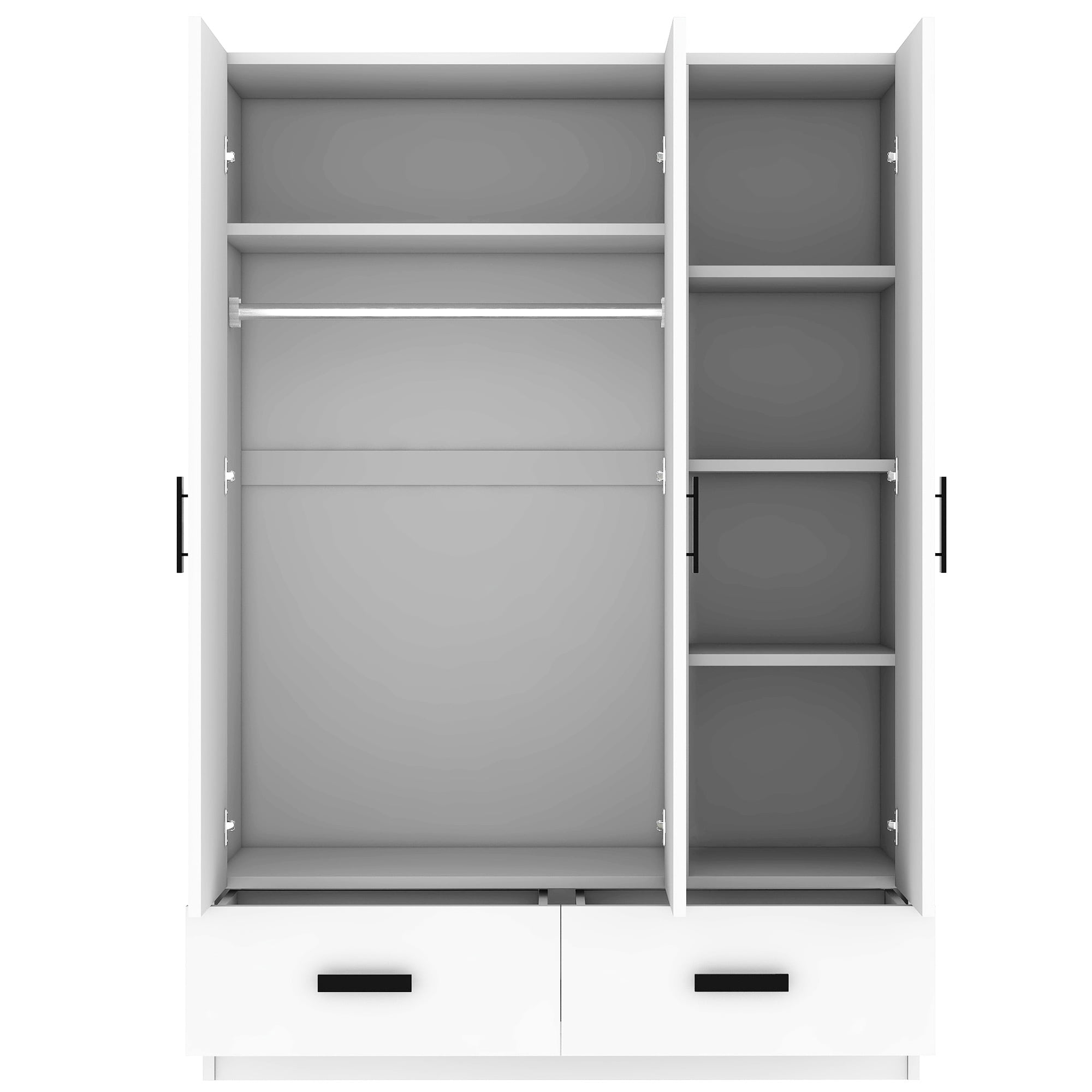 EUROCO 67.7 Modern Armoire Wardrobe, 3 Door Cabinet Closet with Clothing Rods for Kids Adutls, White