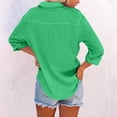 thumbnail image 4 of HOWPAY Button down Shirts for Women Long Sleeve Solid Color Basic Collared Blouses Tops Oversized Stretch Loose Dressy Casual Fall Clothes Green S, 4 of 6