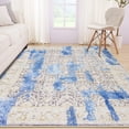 thumbnail image 3 of Wondo 5x8 Modern Abstract Area Rugs - Blue Low Pile Washable Carpet for Living Room, Bedroom, Nursery, Office, Kitchen - Non-Slip Stain Resistant Soft Rug for Indoor Use, 3 of 8