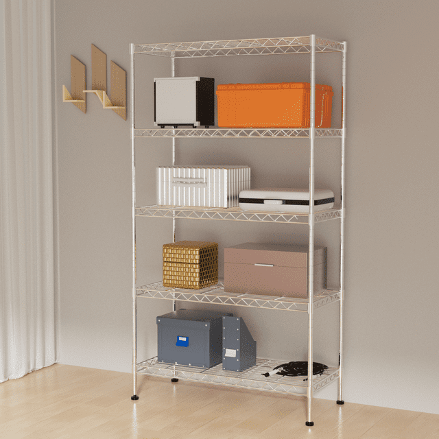 Dkelincs 5-Tier Wire Shelving Unit 1250 lbs Capacity Adjustable Storage Metal Shelves for Kitchen Garage, Silver