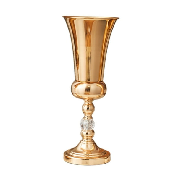 Jarrón de trompeta para decoración del hogar, de metal, elegante, para mesa de recepción. M