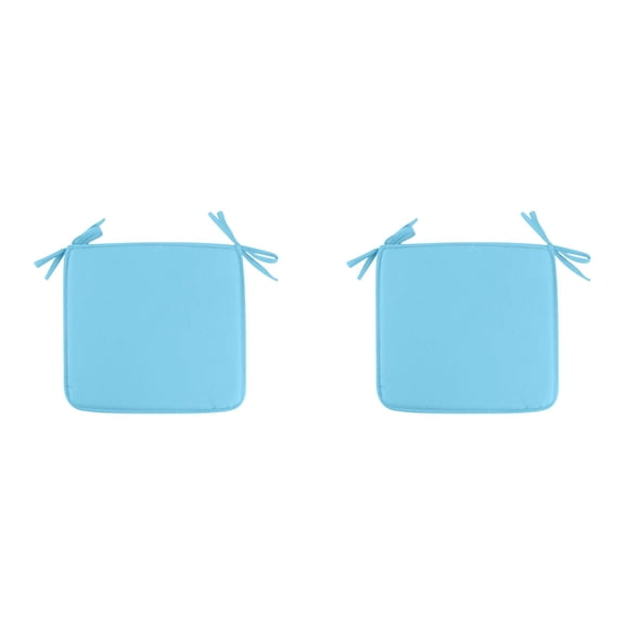 2 Pcs Outdoor Chair Pads 15.74 x 15.74 Inch for Dining Chairs, Square Seat Cushion with Strap for Bistro Barstool Garden Furniture, Washable Patio Cushions, Outdoor Seating Furniture, Blue