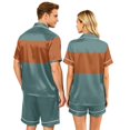 thumbnail image 5 of Couples Pajamas Matching Sets Silk Satin Short Sleeve Button Down Pjs Sleepwear Satin Pjs Shorts Set Soft Loungewear S-Xxxxl(Women), 5 of 5