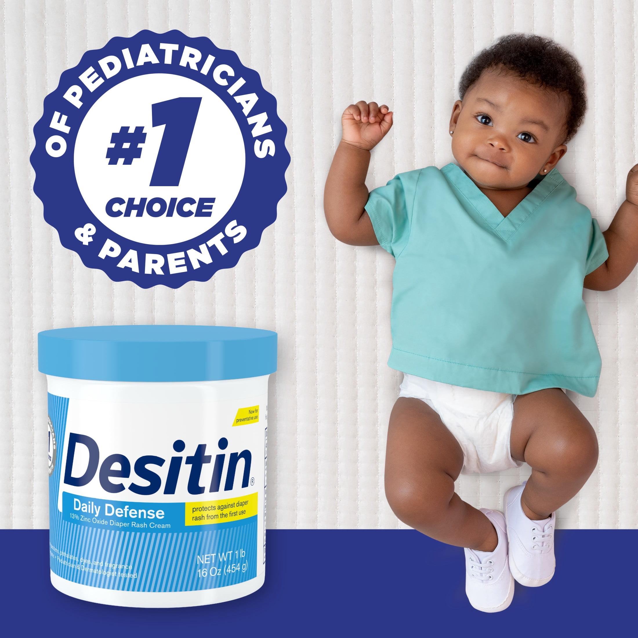 (3 pack) Desitin Daily Defense Baby Diaper Rash Cream, Butt Paste with 13% Zinc Oxide, 16 oz