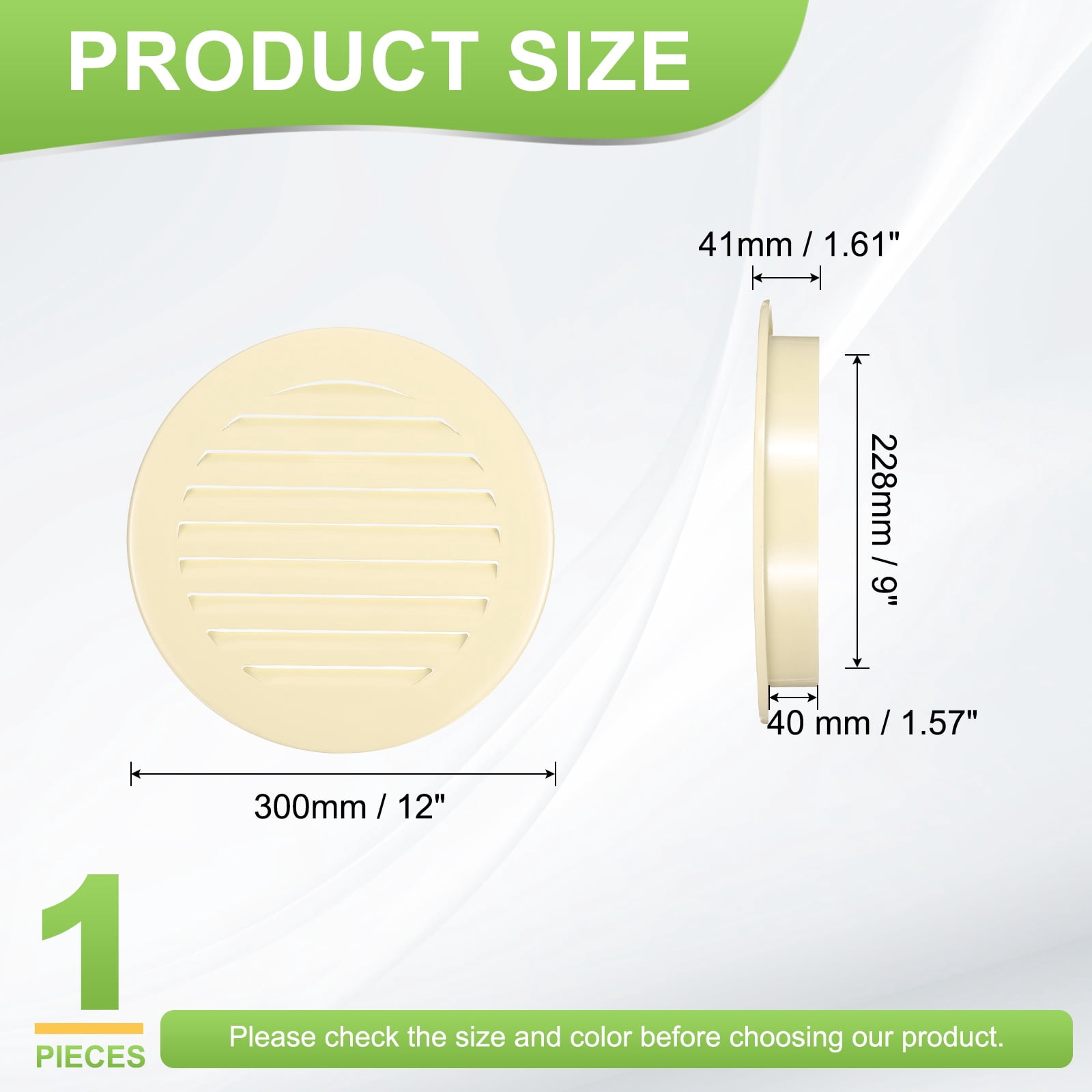 Uxcell 9" Round Air Vent, Louver Grille Cover Aluminum Alloy Soffit Vent HVAC Ventilation for Ceiling Wall Roofing Bathroom Kitchen Garage Duct Shed Garage, Beige