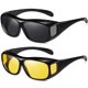 thumbnail image 1 of 2-Pack Yellow Lens Black Sunglasses Covers for Glasses, Compatible with Reading Glasses, 1 of 5