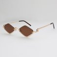 thumbnail image 1 of Gafas de sol poligonales pequeñas para mujer, lentes de sol de marca de lujo, de Metal, medio Marco, Hipster, sexy, Ojo de Gato, Vintage, 1 of 4