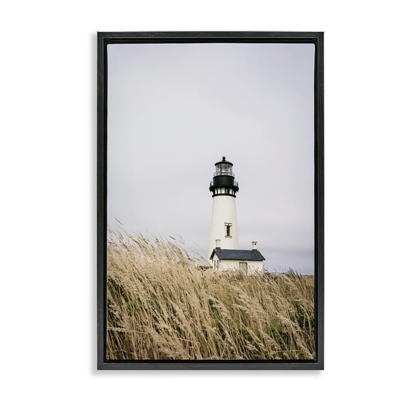 Stupell Industries Peaceful Lighthouse Scenery Landscape & Nature Photography Black Floater Framed Canvas Art Print Wall Art, 17 x 25