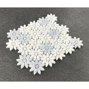 Thassos White & Blue Celeste Marble Daisy Waterjet Mosaic Wall & Floor Tile – Case (10 Sheets)