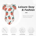 thumbnail image 6 of Daiia Strawberries print Women's Crew Neck Short Sleeve Bodysuit Fashion Tops Fit Casual Basic Extender Bodysuit-Medium, 6 of 9