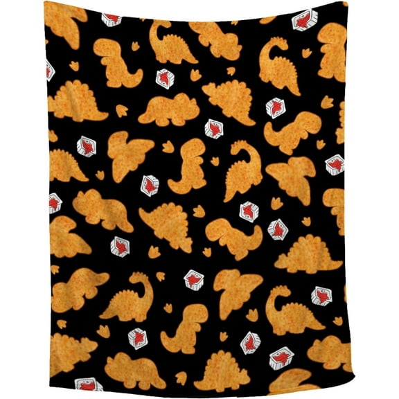 Kuscheln Chicken Nugget Blanket, Dino Nugget Blankets Gift Soft Cozy Plush Bedding Blanket, Fuzzy Flannel Fleece Funny Food Ketchup Blanket for Couch Sofa Camping