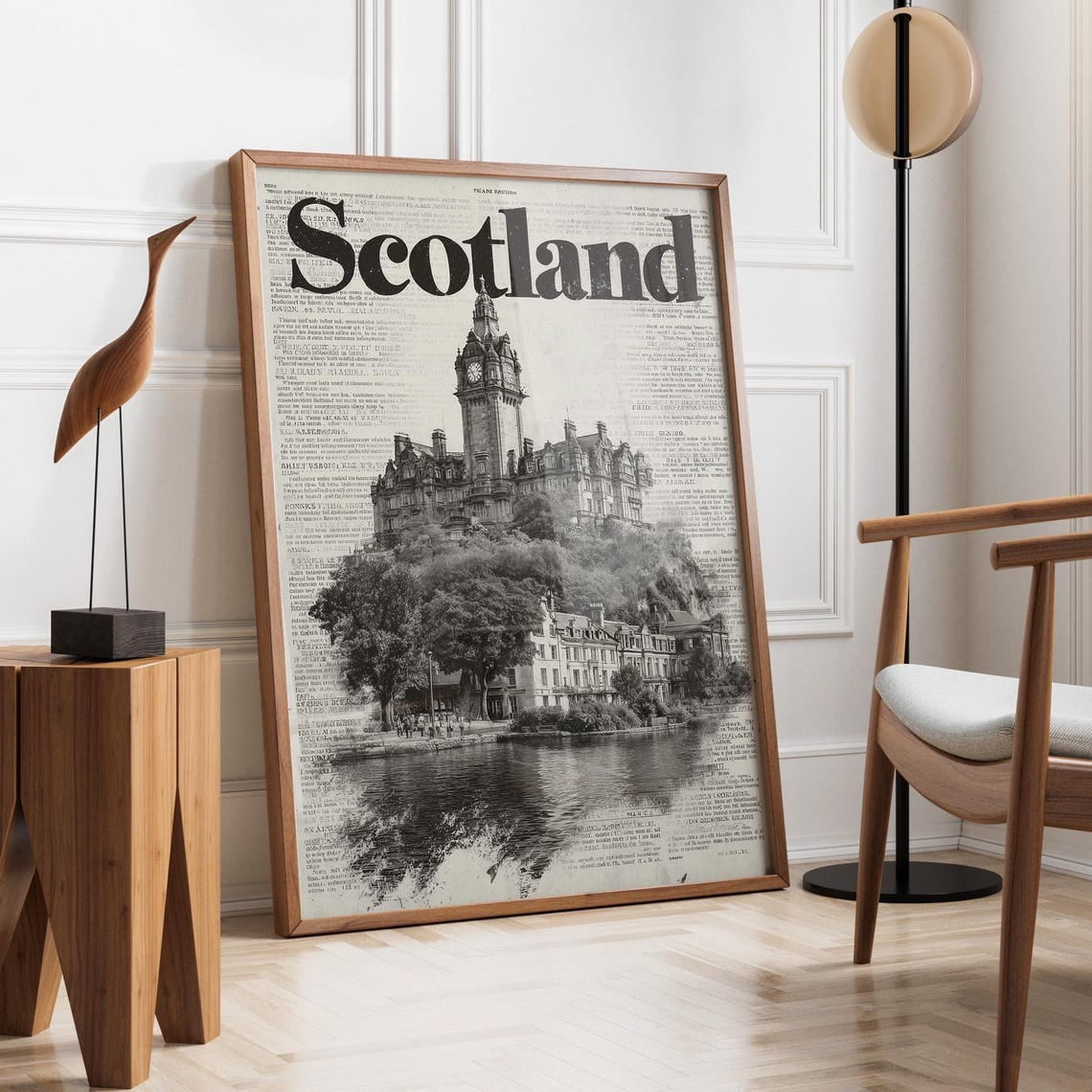 Edinburgh Scotland Newspaper Poster, Vintage Black And White Travel Art