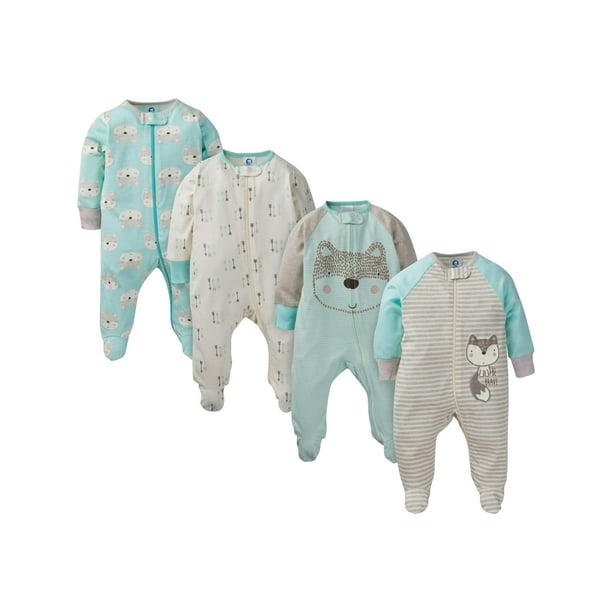 Gerber Baby Boy Sleep 'N Play Footed Pajamas, 4Pack