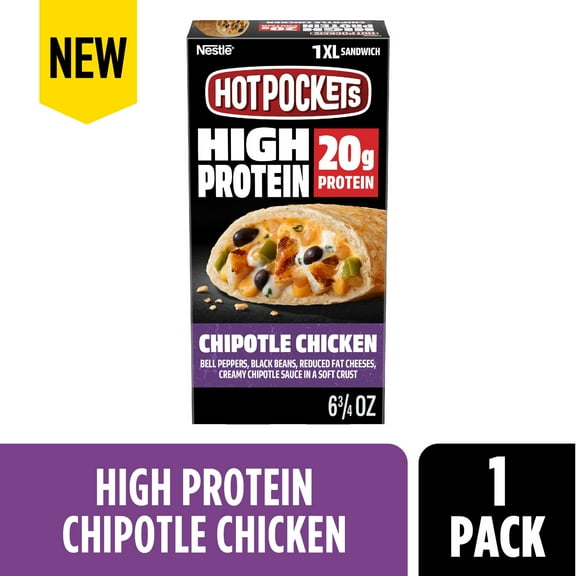 Hot Pockets High Protein Chipotle Chicken, Air Fryer Food, 1 XL Sandwich, 6.75 oz (Frozen)