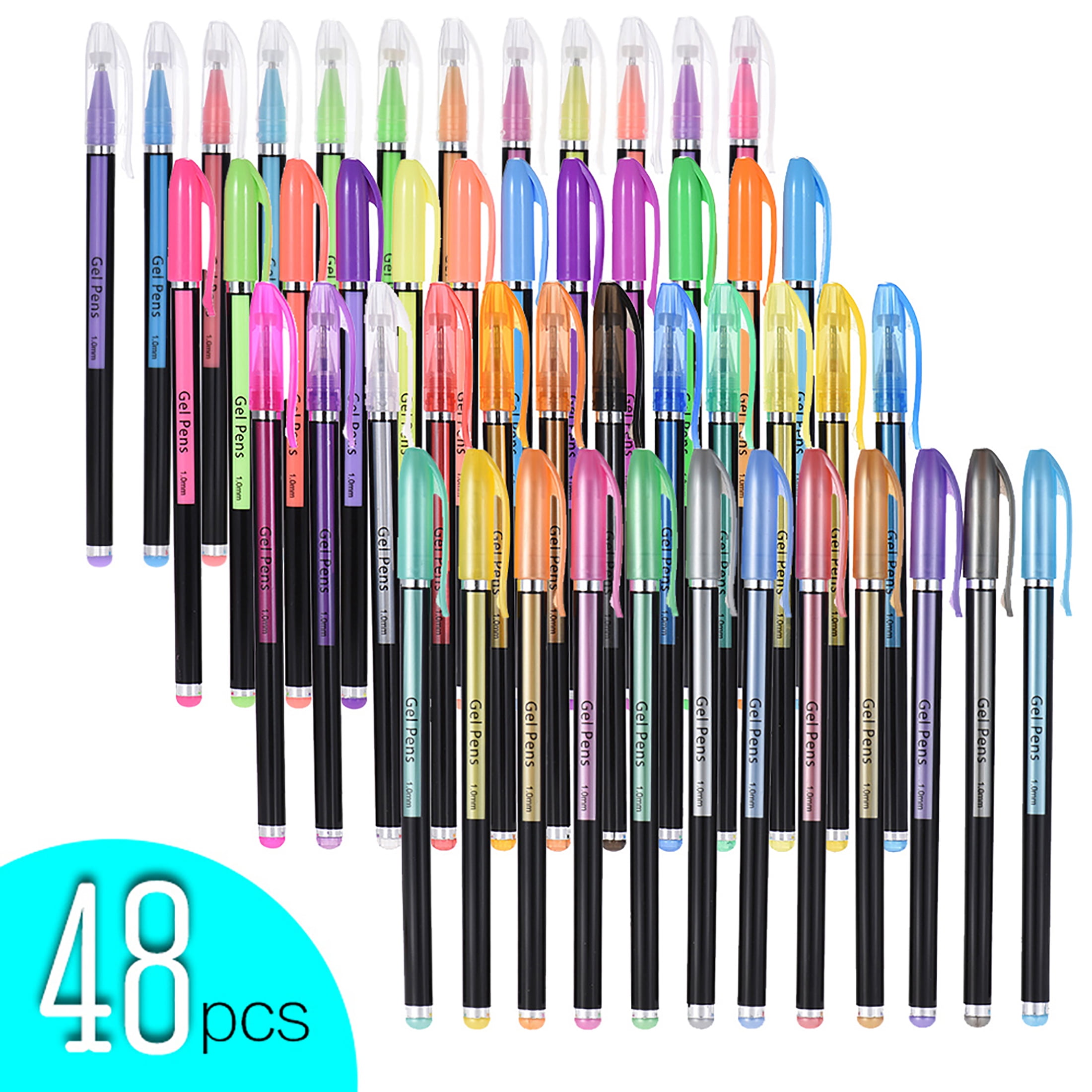 48 Colors Gel Pens: Includes Glitter, Neon, Gouache and Metal Pens